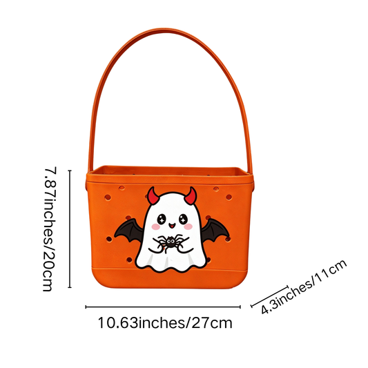 Orange Devil Ghost Halloween Boo Basket - Waterproof EVA Mini Tote