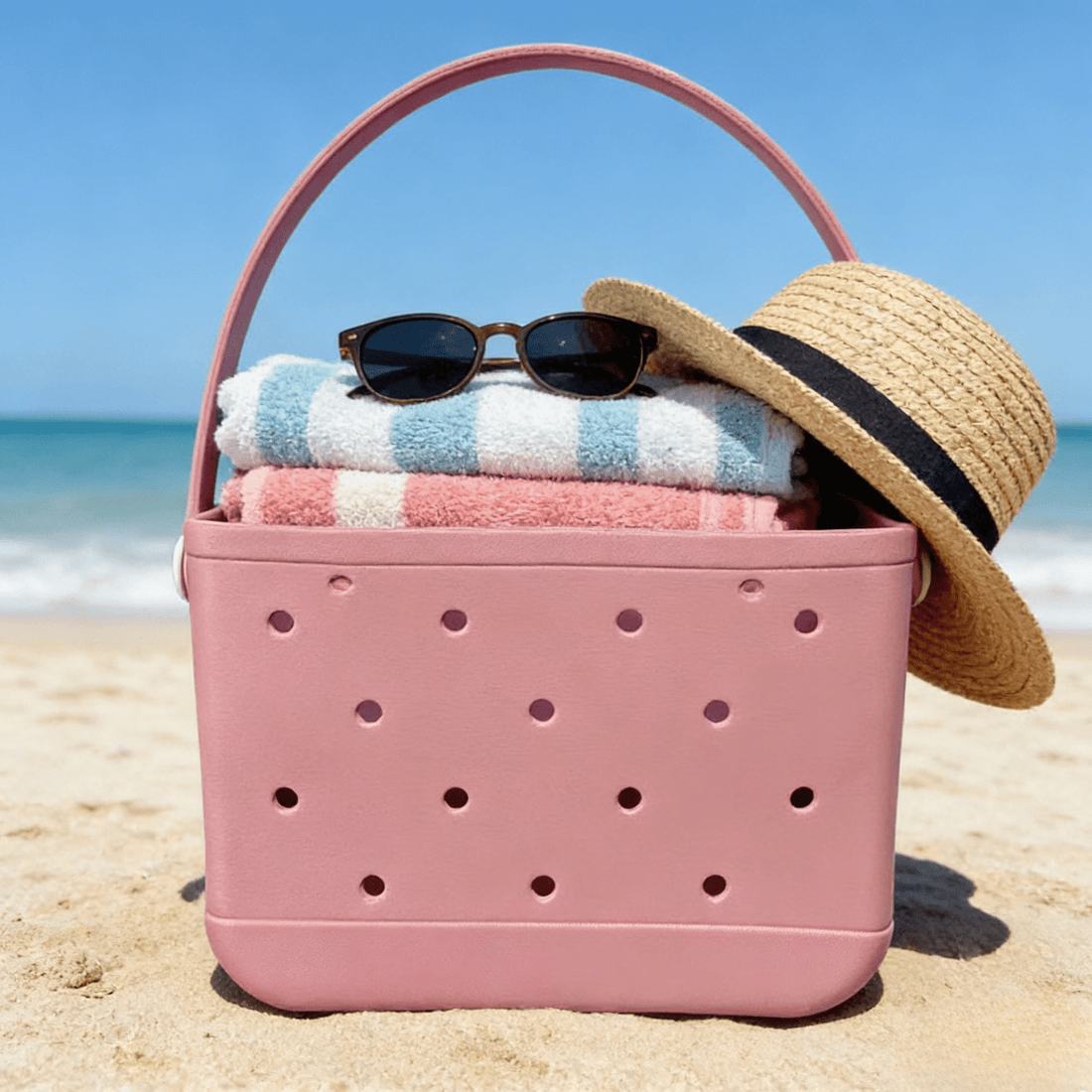 Don't Let the Size Fool You: What Actually Fits in Our Compact Pink EVA Beach Bag - Lopqix