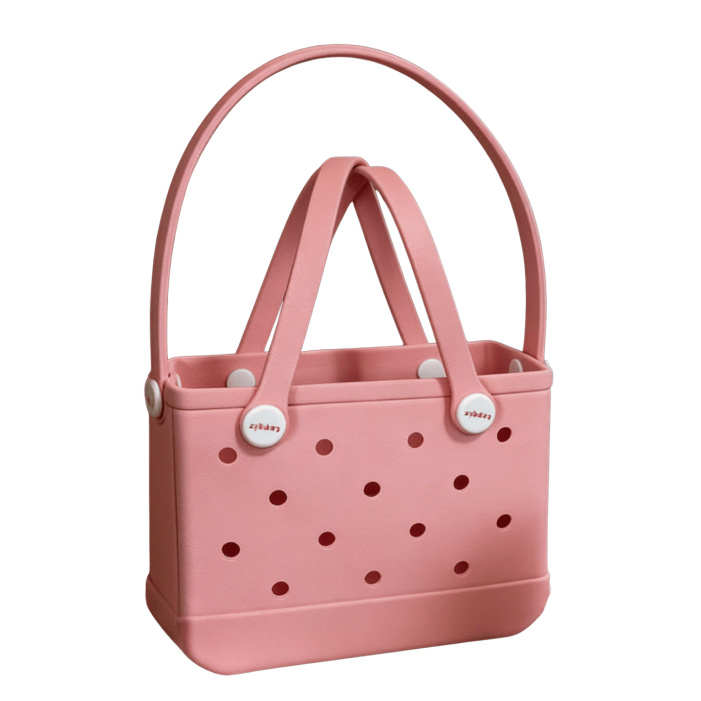 Blush Pink EVA Basket Tote Bag - Waterproof Perforated Handbag with Round Handle - Lopqix