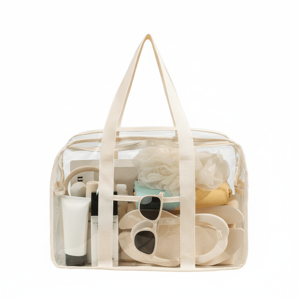 Clear EVA Beach Bag - Large Waterproof Travel Tote for Pool & Beach - Lopqix