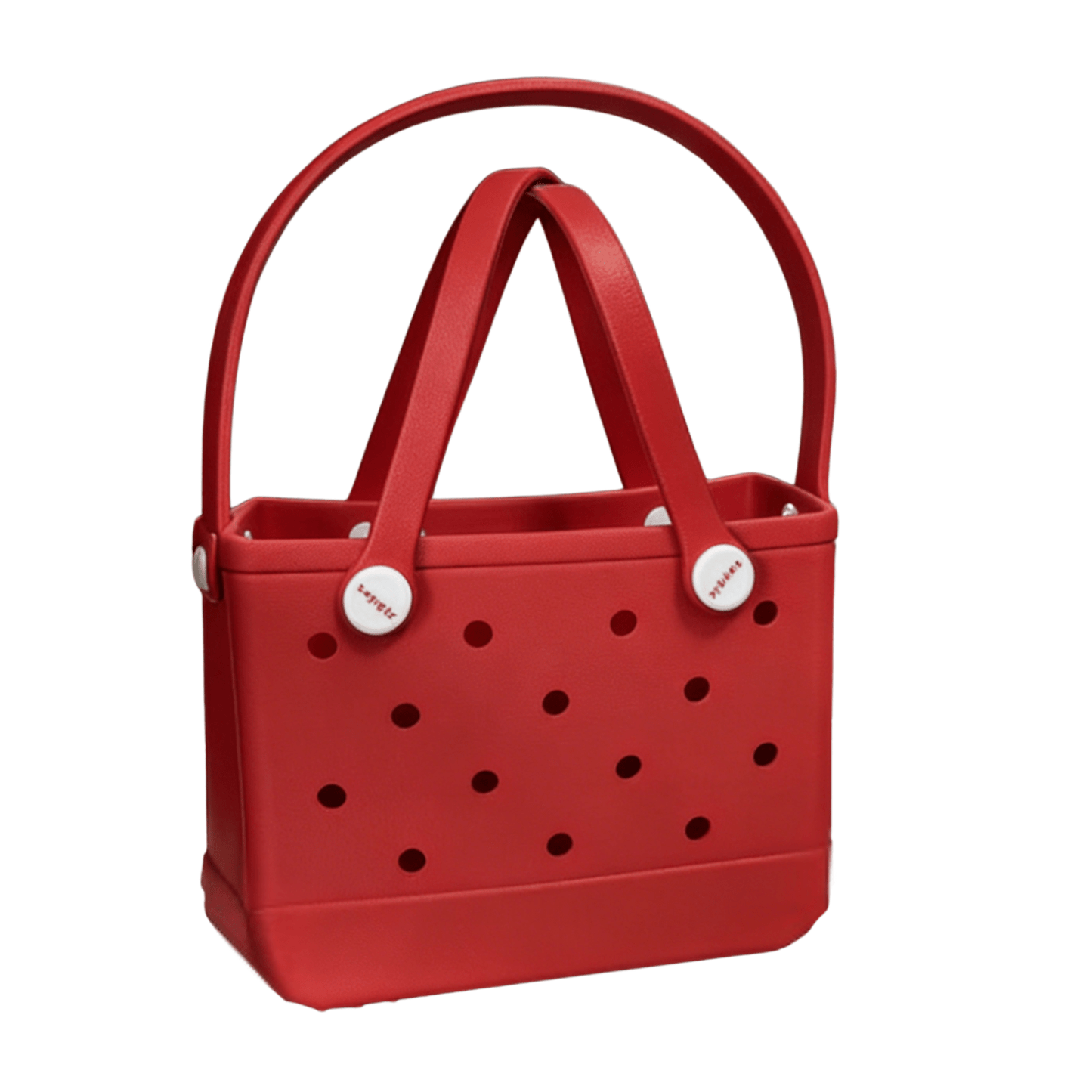 Coral Red EVA Mini Tote Bag - Waterproof Perforated Handbag with Dual Handles - Lopqix