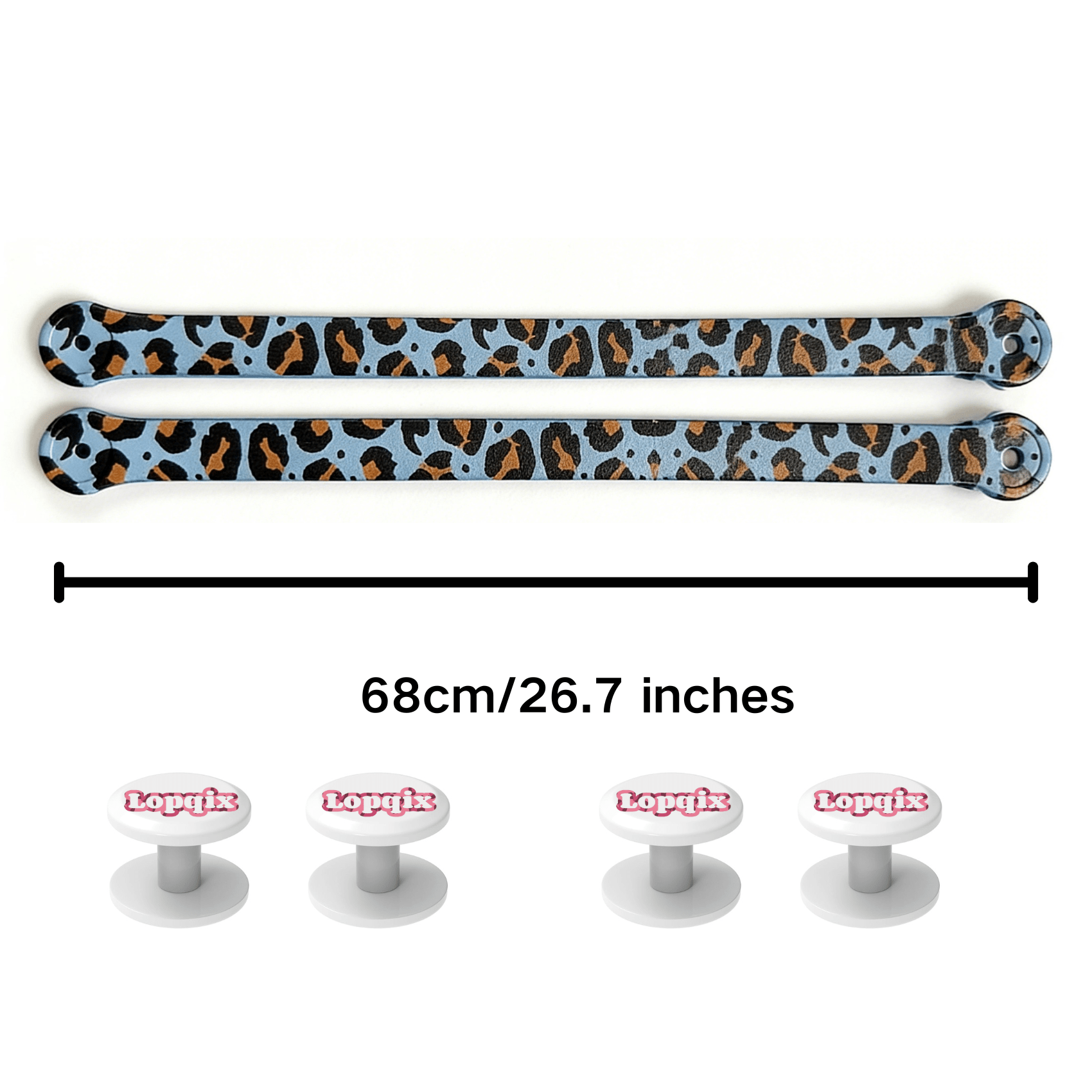 Lopqix Light Blue Leopard Print EVA Strap with 4 Snap Buttons - Lopqix