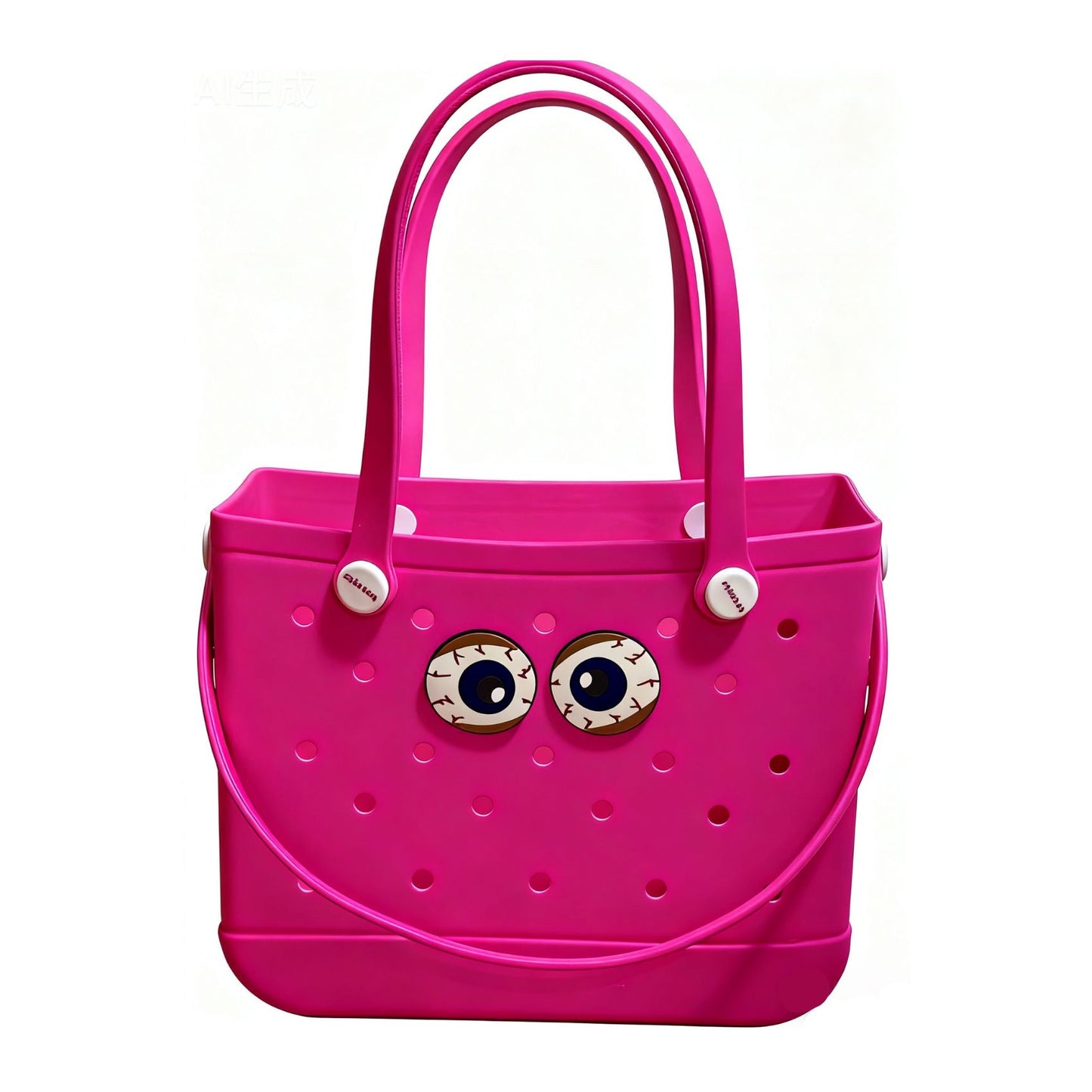 Bright pink EVA hole tote bag (spacious) – waterproof & sand-resistant, ideal for outdoor activities like beach trips, camping & picnics.