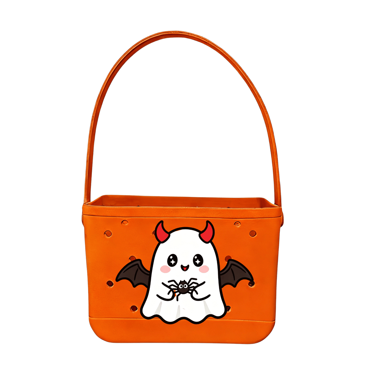 Orange Devil Ghost Halloween Boo Basket - Waterproof EVA Mini Tote - Lopqix Beach Bag Store