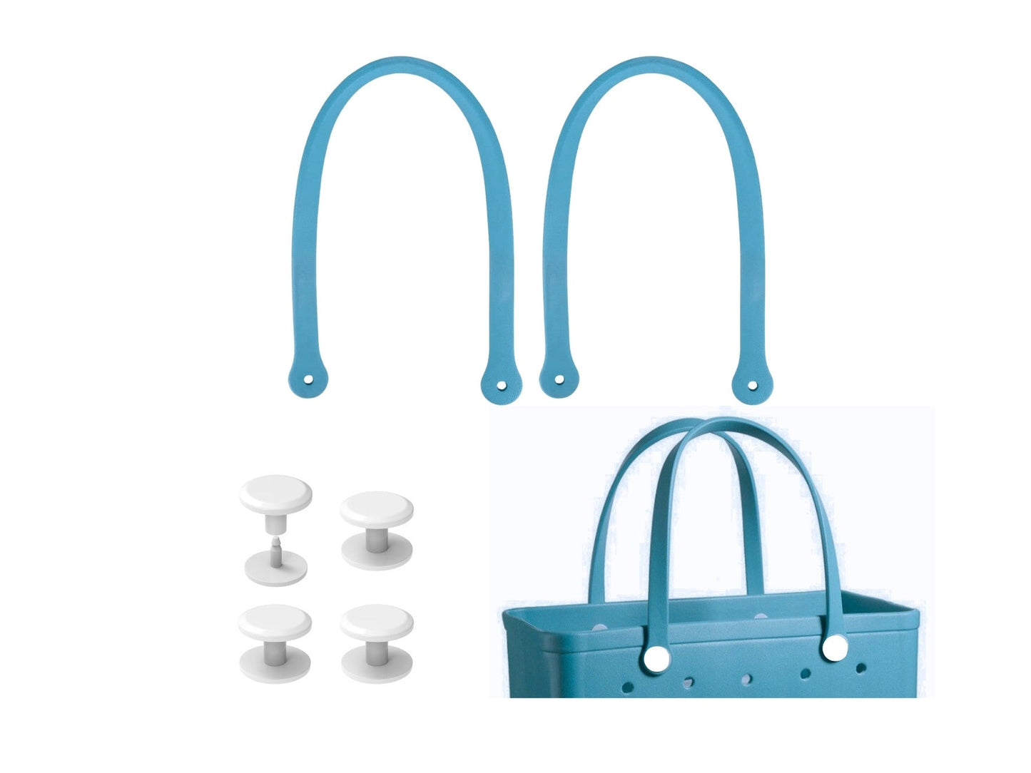 Lakeblue Replacement Straps with 4 Pairs of Buttons – Rubber Shoulder Strap Accessory for Beach Tote Bags