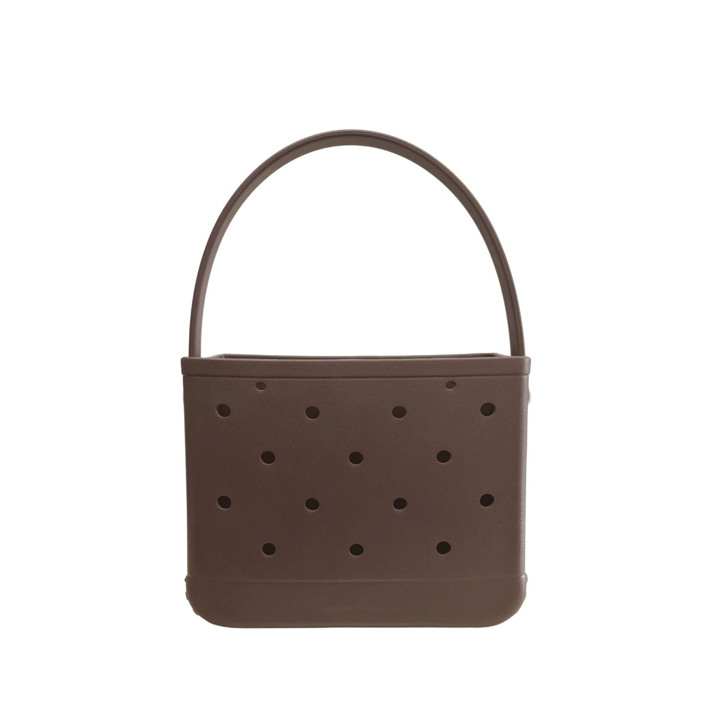 Brown EVA Hole Beach Tote – Single Shoulder Strap Waterproof Bag for Summer Beach & Outdoor Use